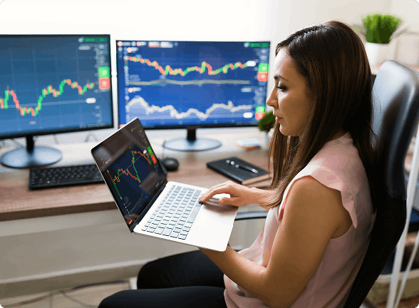 kobieta handluje kryptowalutami Quantum AI app
